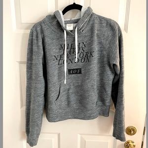 Abercrombie & Fitch Grey Cropped Sweatshirt Hoodie